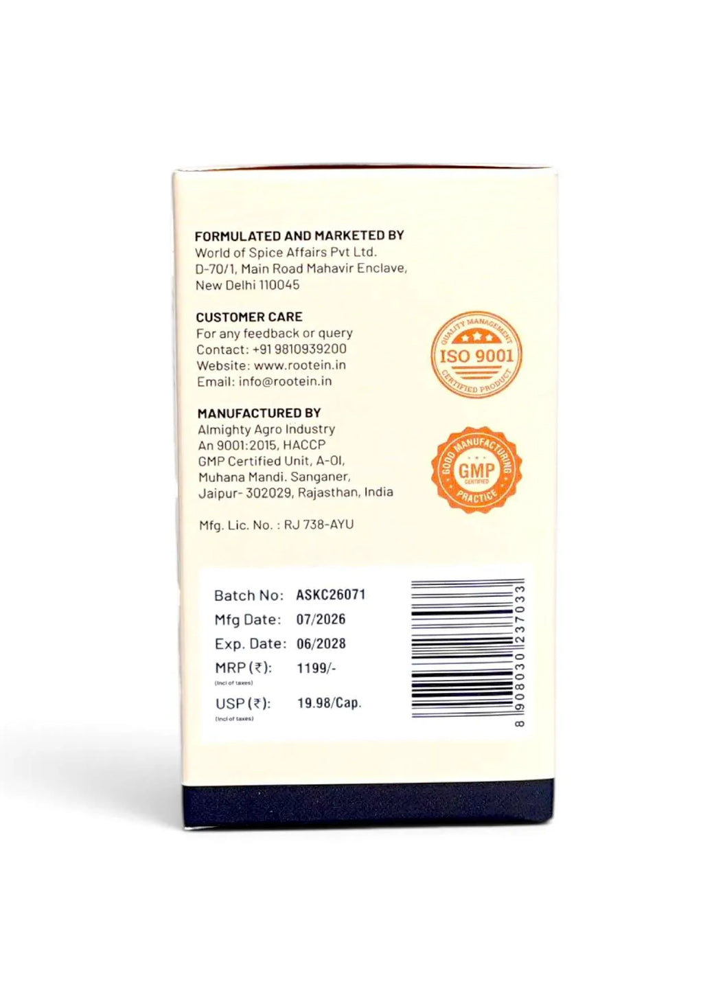 Rootein KSM-66 Ashwagandha Capsules