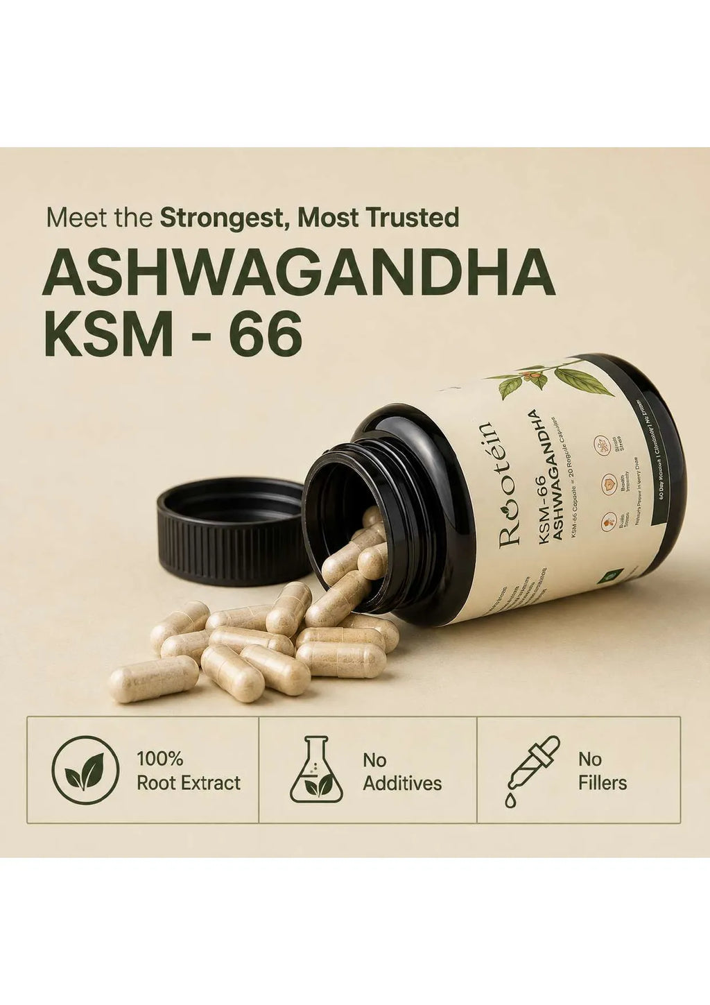 Rootein KSM-66 Ashwagandha Capsules
